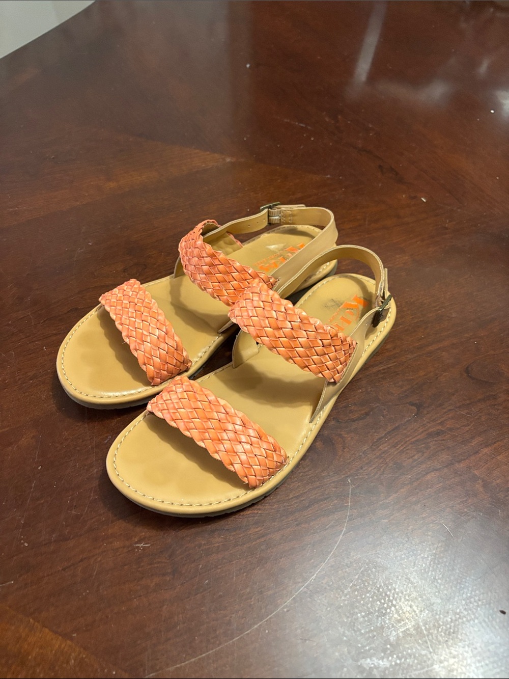 Kork-Ease Women's Braided Coral-Orange Slingback Sandals